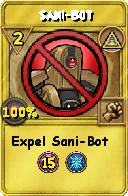 Wizard101 Myth spell card: Sani-Bot, Spell ID 3220