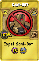 Wizard101 Myth spell card: Sani-Bot, Spell ID 3209