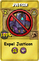 Wizard101 Myth spell card: Justicon, Spell ID 3228