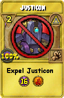 Wizard101 Myth spell card: Justicon, Spell ID 3235