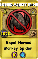 Wizard101 Myth spell card: Horned Monkey Spider, Spell ID 3531