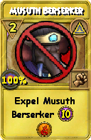 Wizard101 Myth spell card: Musuth Berserker, Spell ID 3537
