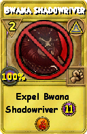 Wizard101 Myth spell card: Bwana Shadowriver, Spell ID 3528
