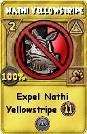 Wizard101 Myth spell card: Nathi Yellowstripe, Spell ID 3547