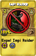 Wizard101 Myth spell card: Impi Raider, Spell ID 3536
