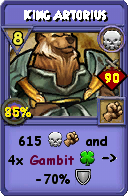 Wizard101 Death spell card: King Artorius, Spell ID 3193