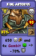 Wizard101 Death spell card: King Artorius, Spell ID 3195