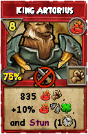 Wizard101 Fire spell card: King Artorius, Spell ID 3542