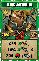 Wizard101 Life spell card: King Artorius, Spell ID 3712