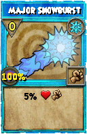 Wizard101 Ice spell card: Major Snowburst, Spell ID 3453