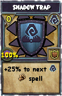 Wizard101 Shadow spell card: Shadow Trap, Spell ID 3454