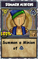 Wizard101 Shadow spell card: Summon Minions, Spell ID 3864