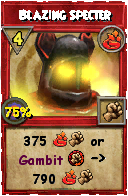 Wizard101 Fire spell card: Blazing Specter, Spell ID 3146