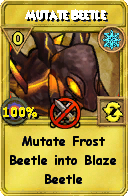 Wizard101 Ice spell card: Mutate Beetle, Spell ID 3166