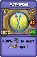 Wizard101 Myth spell card: Mythspear, Spell ID 3884