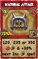 Wizard101 Fire spell card: Natural Attack, Spell ID 3598