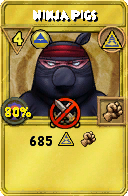 Wizard101 Myth spell card: Ninja Pigs, Spell ID 3084