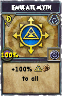 Wizard101 Shadow spell card: Emulate Myth, Spell ID 3358