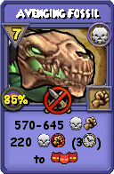 Wizard101 Death spell card: Avenging Fossil, Spell ID 3701