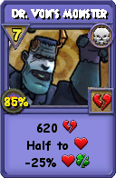 Wizard101 Death spell card: Dr. Von's Monster, Spell ID 3162