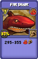Wizard101 Fire spell card: Fire Shark, Spell ID 3706