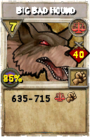 Wizard101 Balance spell card: Big Bad Hound, Spell ID 3708
