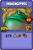 Wizard101 Myth spell card: Humongofrog, Spell ID 3005