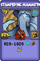 Wizard101 Ice spell card: Stampeding Mammoth, Spell ID 3308