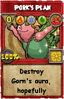 Wizard101 Fire spell card: Pork's Plan, Spell ID 3385