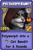 Wizard101 Moon spell card: Polymorph Bandit, Spell ID 3869