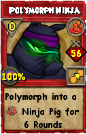 Wizard101 Fire spell card: Polymorph Ninja, Spell ID 3154