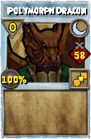 Wizard101 Moon spell card: Polymorph Dracon, Spell ID 3042