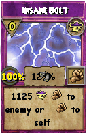 Wizard101 Storm spell card: Insane Bolt, Spell ID 3185