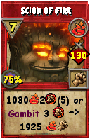 Wizard101 Fire spell card: Scion of Fire, Spell ID 3056