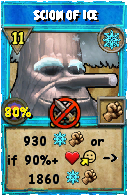 Wizard101 Ice spell card: Scion of Ice, Spell ID 3625