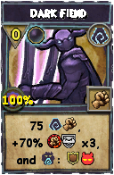 Wizard101 Shadow spell card: Dark Fiend, Spell ID 3679