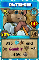 Wizard101 Ice spell card: Shatterhorn, Spell ID 3120