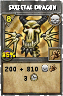 Wizard101 Death spell card: Skeletal Dragon, Spell ID 3152