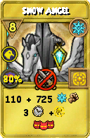 Wizard101 Ice spell card: Snow Angel, Spell ID 3416