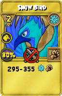 Wizard101 Ice spell card: Snow Bird, Spell ID 3092
