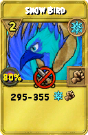 Wizard101 Ice spell card: Snow Bird, Spell ID 3091