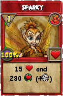 Wizard101 Fire spell card: Sparky, Spell ID 3460