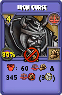 Wizard101 Balance spell card: Iron Curse, Spell ID 3775
