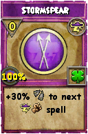 Wizard101 Storm spell card: Stormspear, Spell ID 3070