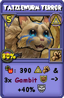 Wizard101 Myth spell card: Tatzlewurm Terror, Spell ID 3745