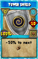 Wizard101 Ice spell card: Tower Shield, Spell ID 3720