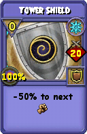 Wizard101 Ice spell card: Tower Shield, Spell ID 3754