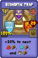 Wizard101 Balance spell card: Elemental Trap, Spell ID 3636