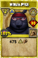 Wizard101 Myth spell card: Ninja Pigs, Spell ID 3094