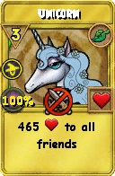 Wizard101 Life spell card: Unicorn, Spell ID 3738